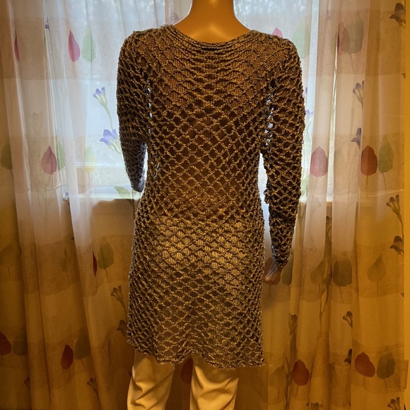 Blue Metallic Stretch Knit Tunic Top - Picture 11 of 11